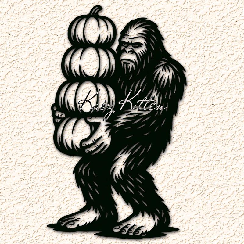 Sasquatch Seasonal Pumpkin Stash Wall Art Home Decor
