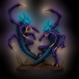 Alien Twin Serpent Monsters – Dark Fantasy Miniature (3D Print Model)