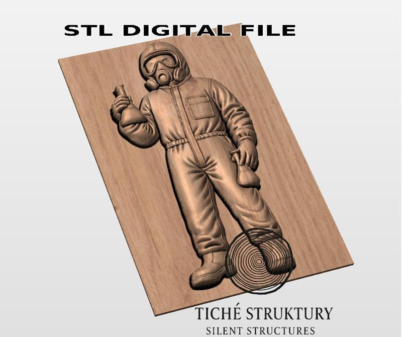 Chemist – Scientific Bas Relief – 3D STL Model