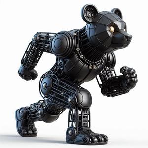 Robotic Cute Bear Running 3D Print – Futuristic Animal Figurine