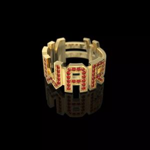 NO WAR Ring Size 19-5mm with gems 3D print model