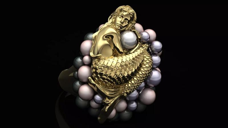 Mermaid ring with pearls