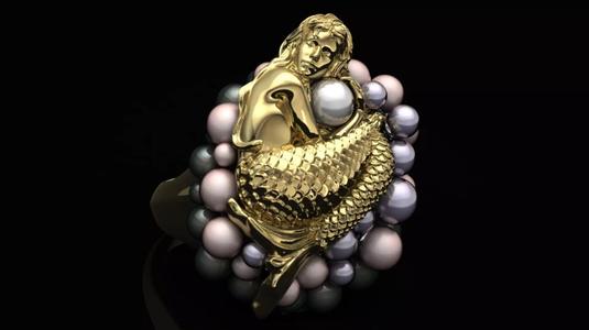 Mermaid ring with pearls