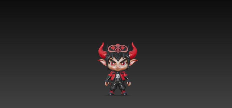 Cool Chibi Demon Boy – Cute Fantasy Miniature