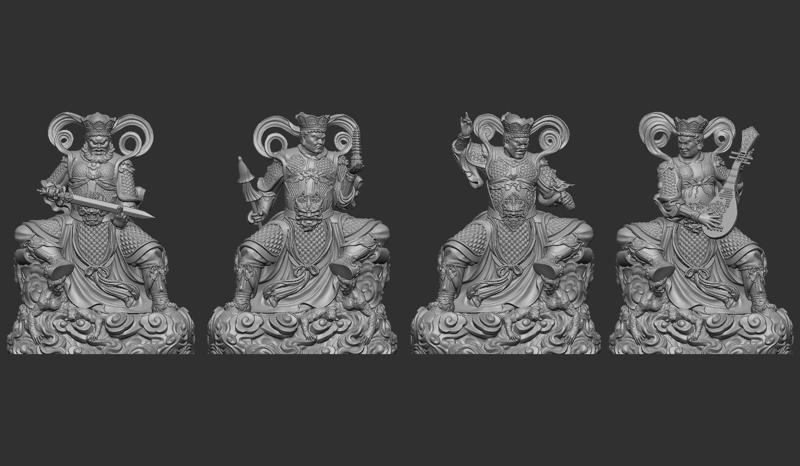 Four Heavenly Kings 3D Model Set