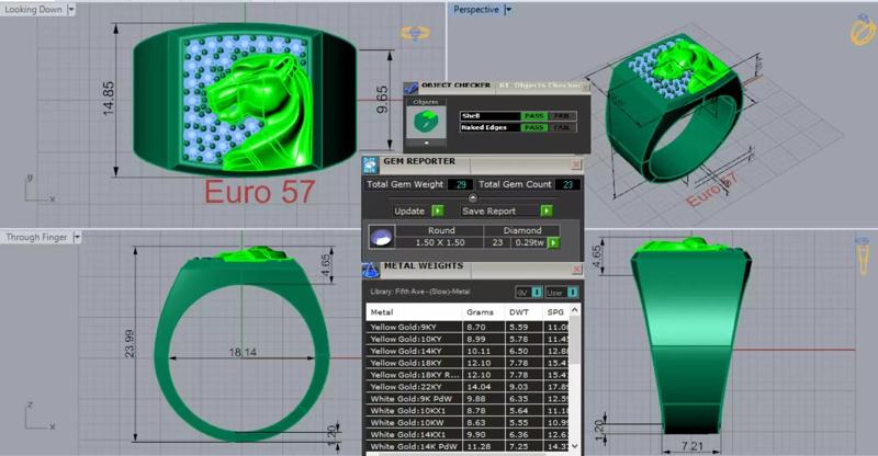 Man Tiger Head Diamond Two-Tone Gold stl 3dm Ring Model mr0253