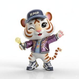 Chibi K-Pop Tiger Idol Fan Art 3D Print Model - Whimsical Character Figurine STL