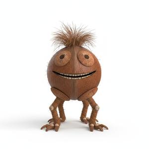 Charming Coconut Creature Figurine | Tropical Fantasy Desk Pet 3D Print | Easy Print Tabletop Decor