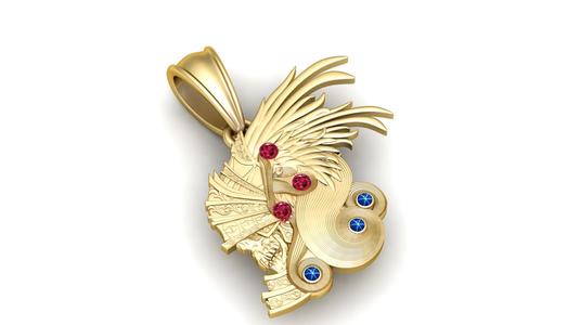 3D Gold FACES  Pendant 3D Printable Model