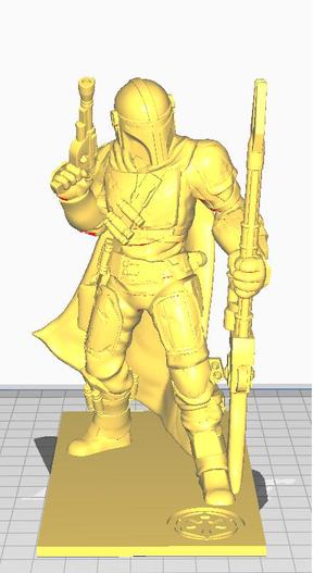 The mandalorian statue remix with with beskar base for easy printing