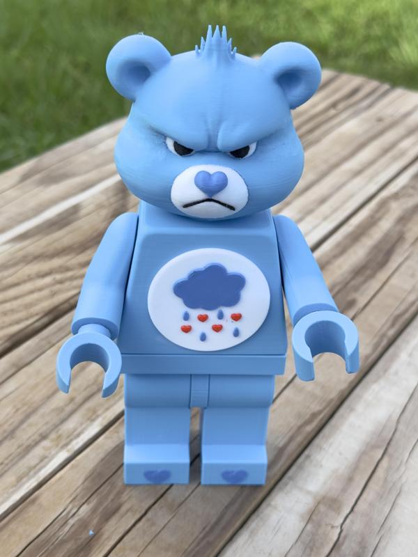 Moody Blue Bear Big Brick Figure – 3D Printable Block-Style Character