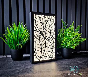 Modern LED Lamp with Leaves in a Square Design