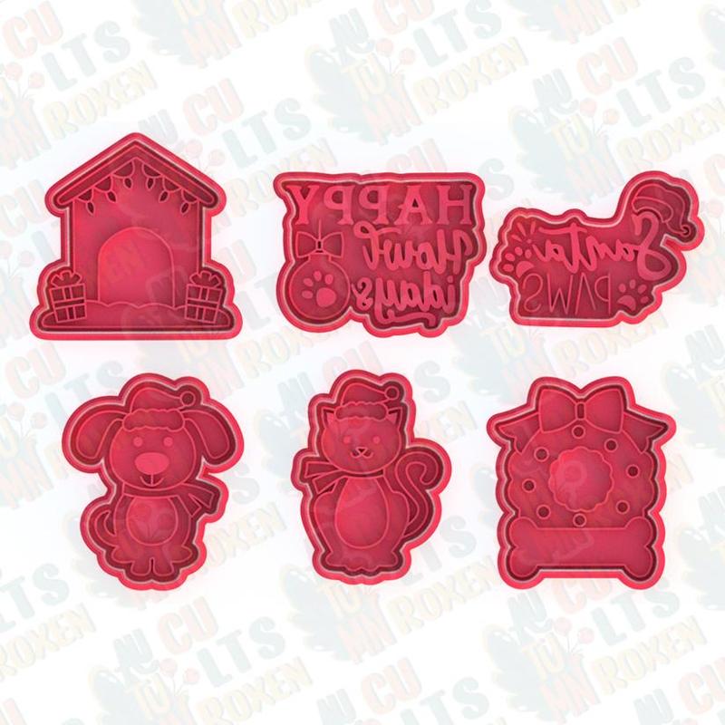 Santa paws cookie cutter set of 6