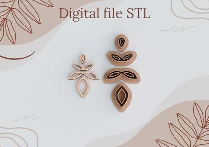 Digital STL files for 3D printing Clay earrings Leaves Leaf style cutters Polymer clay tools sharp version cutters download files