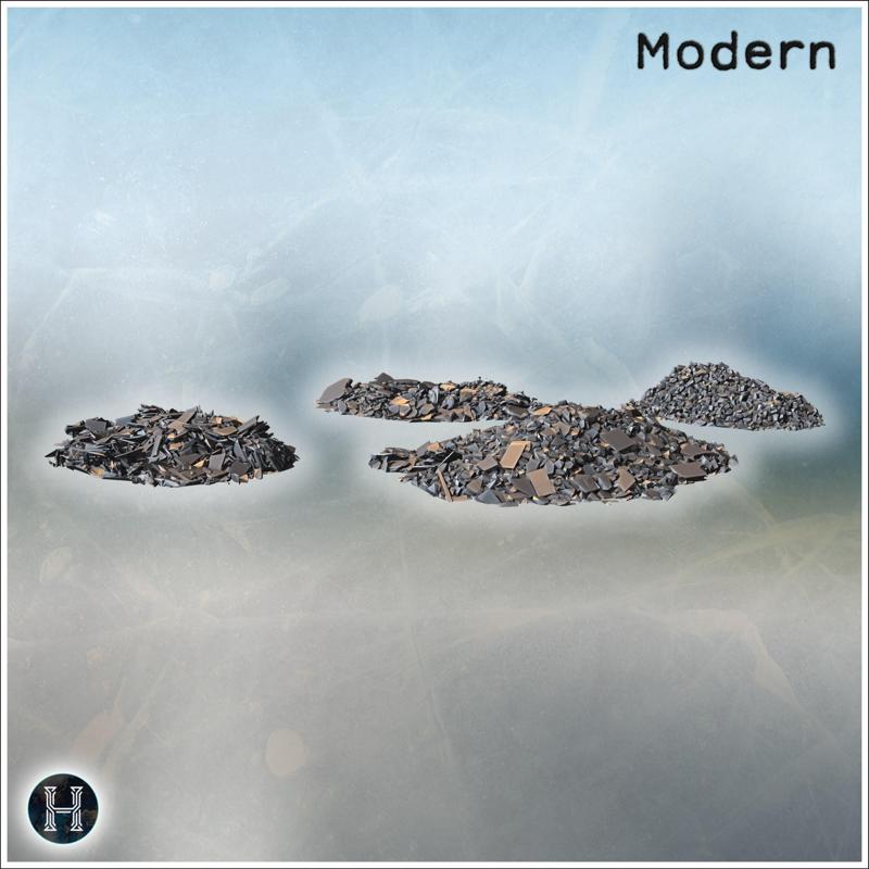 Scattered piles of rubble and broken stones with angular fragments on the ground (2) - Modern WW2 WW1 World War Diaroma Wargaming RPG Mini Hobby