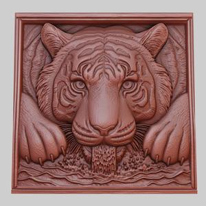 The tiger drinks water from the river 3d printer model animal model obj stl