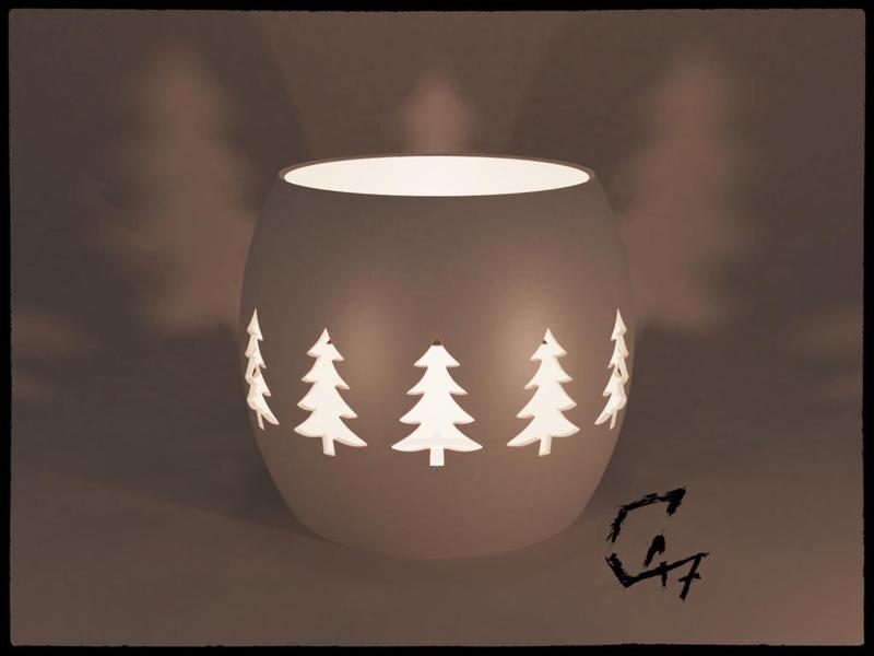Tealight cover with tree holes