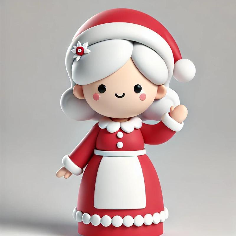 Waving Mrs. Claus 3D Model - Christmas Ornament