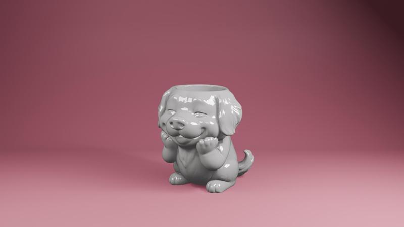 Cute Smiling Dog Pot – 3-in-1 Vase, Planter & Pencil Holder STL