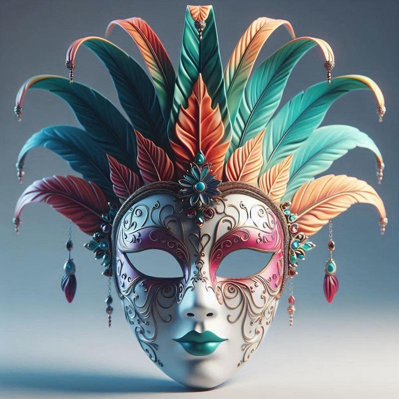 628 Venetian Carnival Mask Color 3D Model, magic, dragon, serpent, mask, gnome, gorgon, venetian carnival, wild, fox, monster, cat, fair, witch, werewolf, horror, beast, snake, troll, skeleton dance