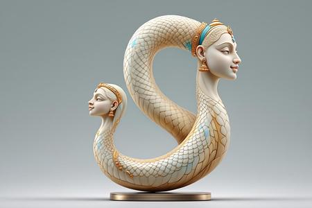 1567 Color 3D Model of a Dancing Two-Headed Snake Woman in Indian Style, magic, dragon, serpent, wood, gnome, gorgon, warrior, wild, fox, monster, cat, fair, witch, werewolf, horror, beast, snake, troll, skeleton dance