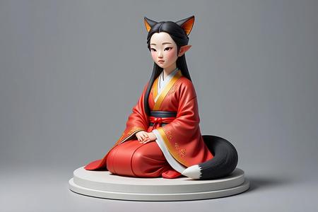1480 COLORFUL Fox Spirit Woman in Pu Song Ling Style, magic, dragon, fantasy, wood, gnome, gorgon, warrior, wild, fox, monster, cat, dog, fair, witch, werewolf, horror, beast, gothic, troll
