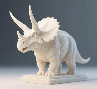 107 Minimalist Triceratops - Ivory-Style Dinosaur Sculpture
