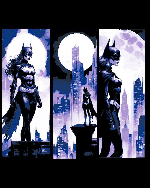 Fan Art of DC comic character Batgirl watching over Gotham - Set of 3 Bookmarks
