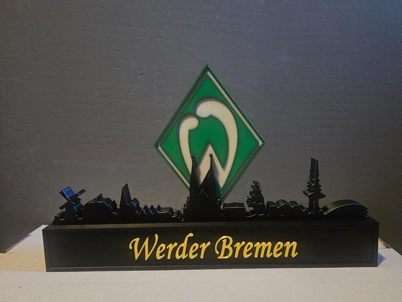 Werder Bremen with skyline of Bremen