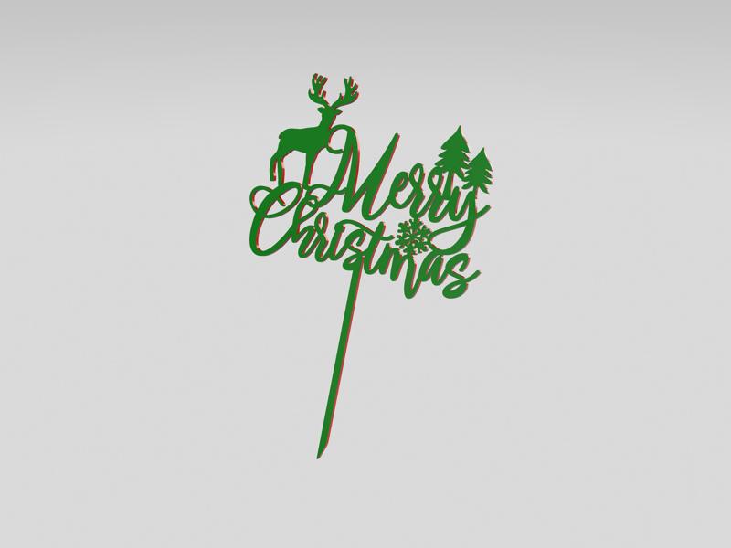 Cake Topper Merry Christmas Decoration Reindeer