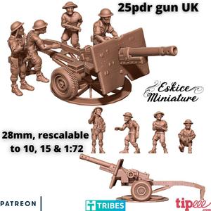 25pdr UK gun with crew - 28mm