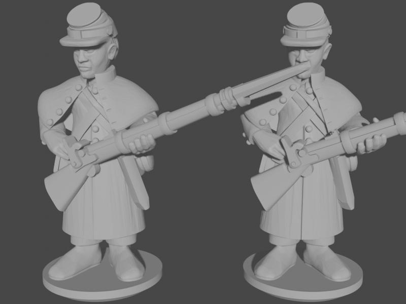 10-15mm American Civil War Infantry in Greatcoats Loading Pose 9 UA-49