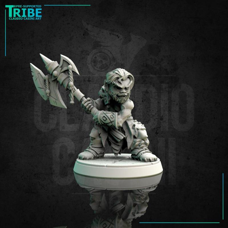 (0128) Male halfling hobbit barbarian with a big axe