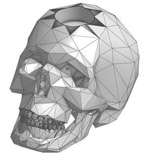 Low poly skull head with hole for candle