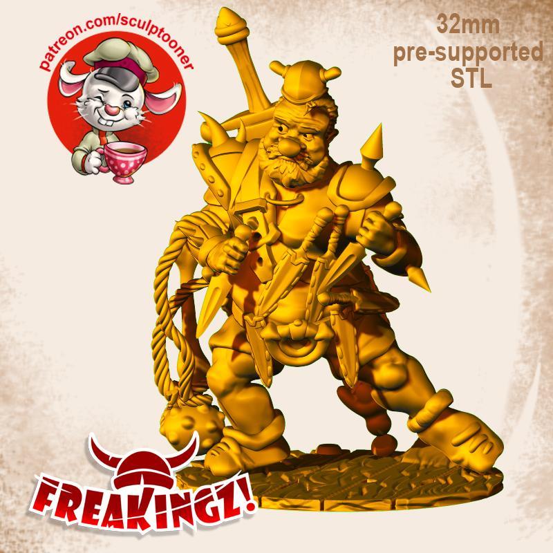 Bold skeaky-peaky viking - FreakingZ 3d printable miniature 3D print model