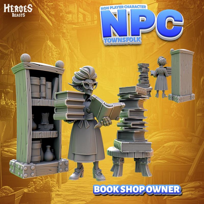 Book Shop Owner+ bookshel + book table