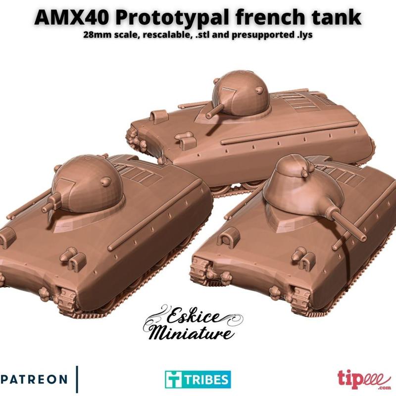 AMX40 Prototypal french tank - 28mm