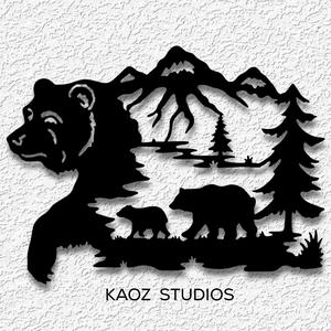bear wall art mountain home wall decor grizzly decoration