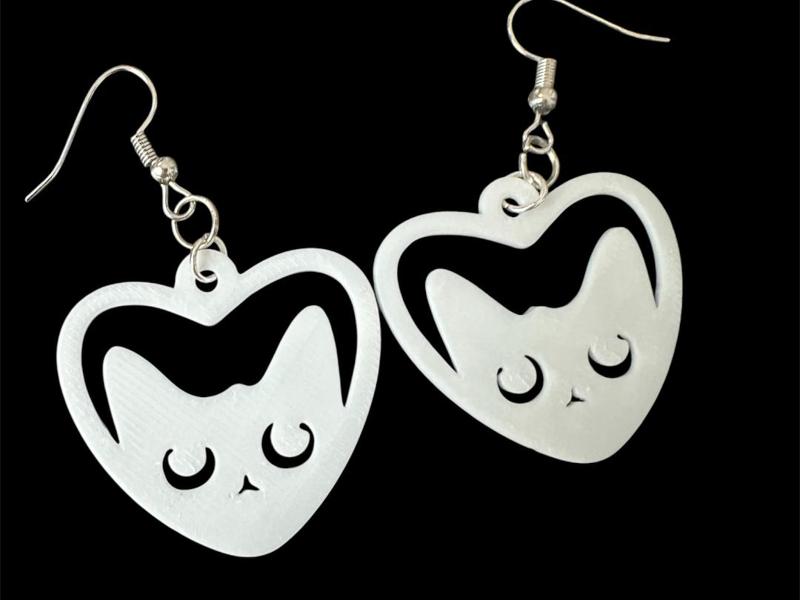 Cat heart earrings