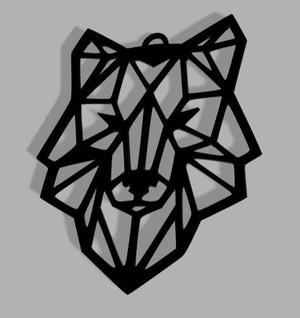 Minimalist Wolf Wall Art Sign lowpoly
