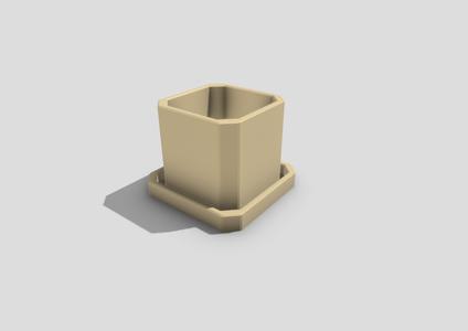 Square plant pot with build in watering plate