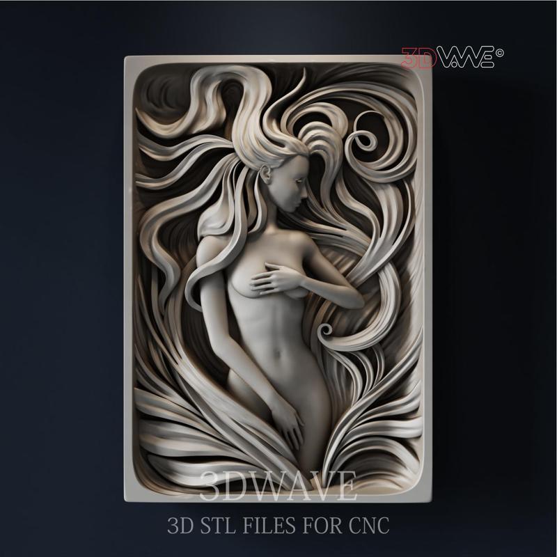 Woman Wall Sculpture 3d stl model for CNC