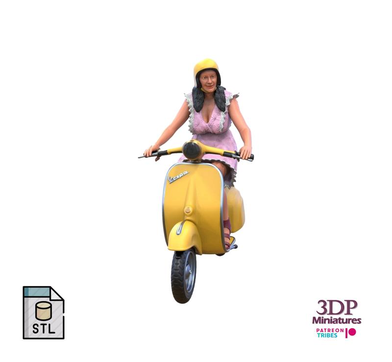 N1 motor rider Woman on the Vespa 3D print model