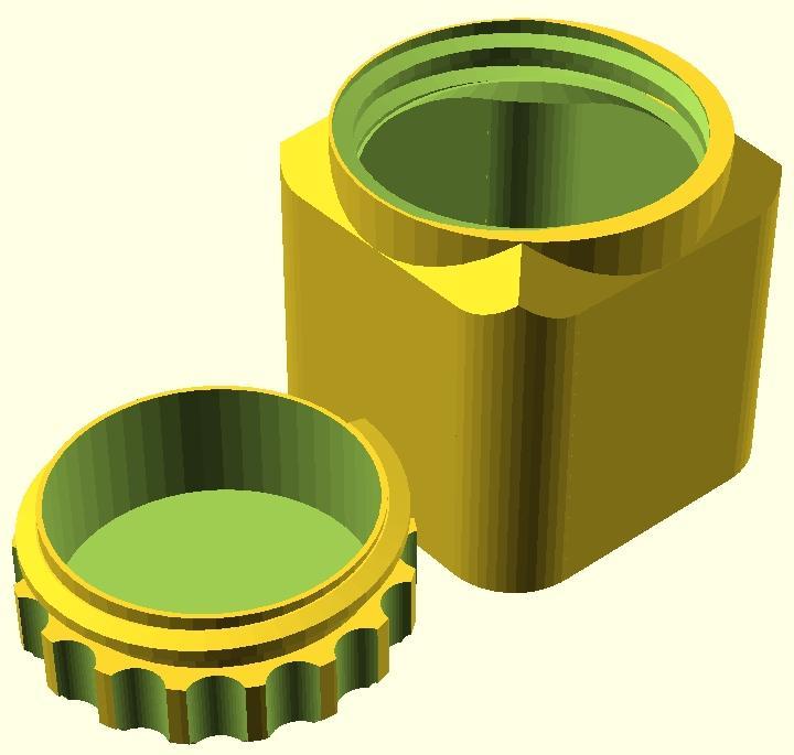 Cuboidal box with screw top