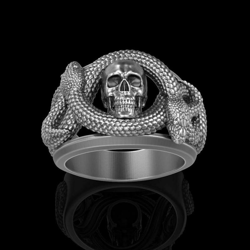 Ring with skull and snakes 3dm stl 3D 3D Printing Model