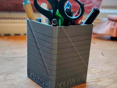 Purge tower inspired pen cup