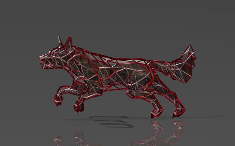 The Wolf Advancing on Its Prey - Low Voronoi Style - Single Spider Web - LowPoly - Perfect Design - Easy Print - Decor