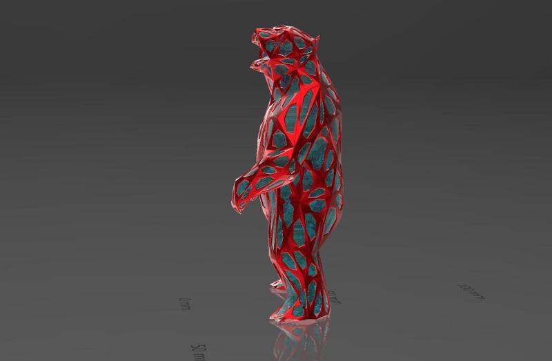 Standing Shouting Bear - Voronoi Style - Spider Web - LowPoly - Perfect Design - Easy Print - Decor