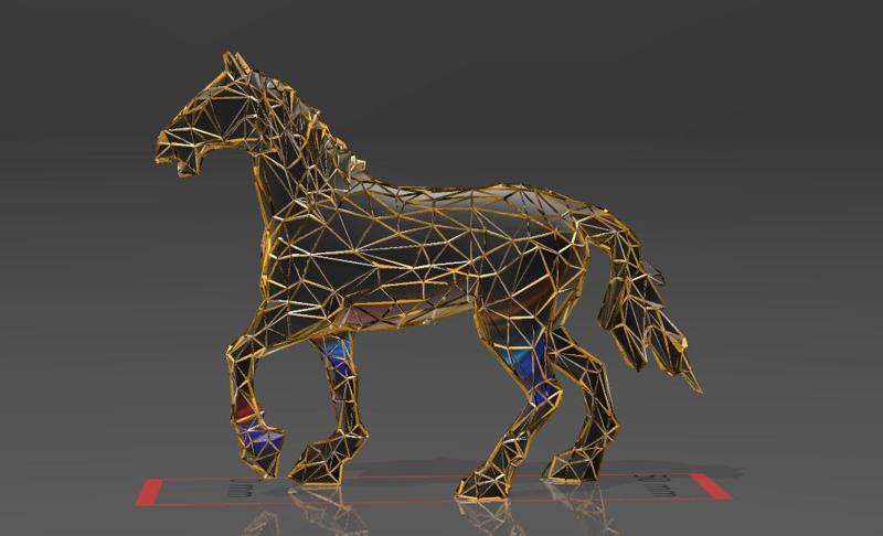 The Neighing Horse - Low Voronoi Style - Single Spider Web - LowPoly - Perfect Design - Easy Print - Decor