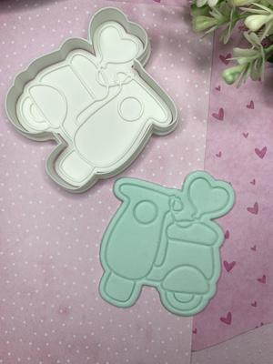 Scooter with heart cookie cutter and stamp